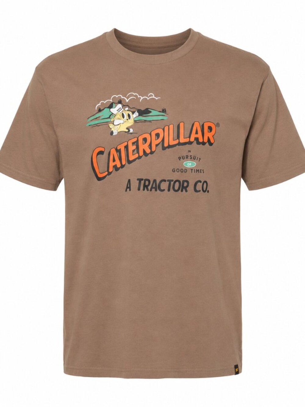 Caterpillar Boxy Retro Danny T-Shirt Short Sleeve Light Brown Men's SZ L New
